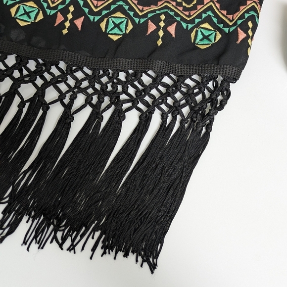 Anthropologie Lost April Embroidered Fringe Hem Strappy Dress - Picture 6 of 7